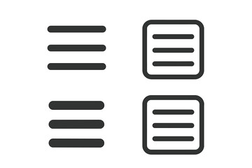 Poster - Set of 4 Hamburger Menu Icons, UI Navigation Symbols, Vector Illustration, Transparent Background, Minimalist Web and App Design Elements, Modern User Interface Graphic