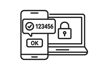 Poster - Two factor authentication security icon. 2FA verification code on smartphone for secure login. Password authorization, push notification, privacy protection, cyber safety concept