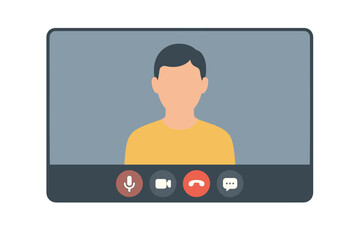 Poster - Video call interface template. Online meeting, web conference, virtual chat, remote work communication, quarantine, social distancing, digital collaboration, stay home concept