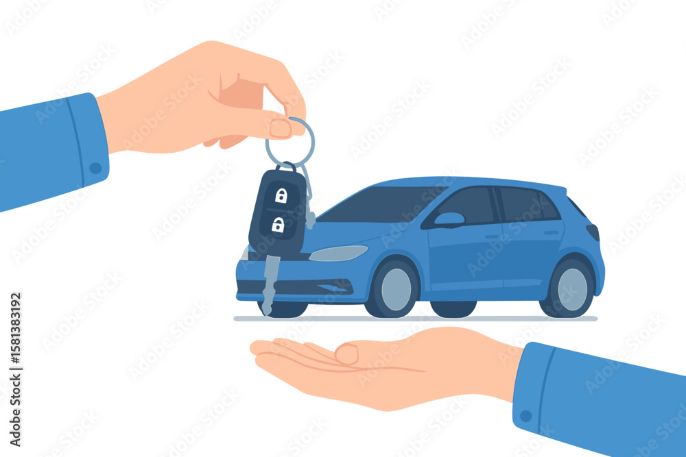 Car key handover, vehicle purchase, car rental, auto dealership ...