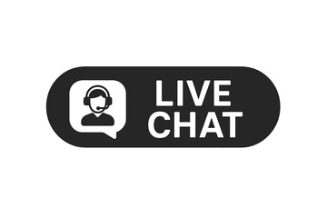 Leinwandbilder - Live Chat Support Button UI Icon Vector with Headset Agent Customer Service Chat Bubble for Web Mobile App Banner Template Online Call Center Interaction Graphic