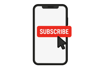 Leinwandbilder - Smartphone with Subscribe Button Icon. Mobile App Interface for Online Service Subscription, Social Media Marketing, Newsletter Signup, Video Channel, Blog Notification Concept