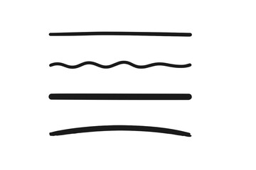 Poster - Hand drawn underline strokes vector set. Black marker and brush lines for text highlighting. Doodle sketch separators, minimalist design elements. Abstract ink marks collection.