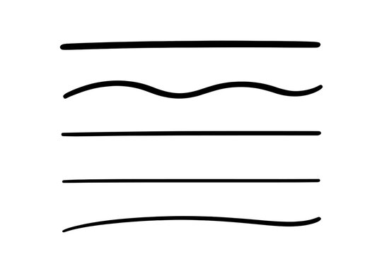 Hand drawn underline vector set. Black marker strokes and highlighting lines for text. Brush, pen, and pencil marks. Scribble, grunge, and wavy dividers for graphic design.