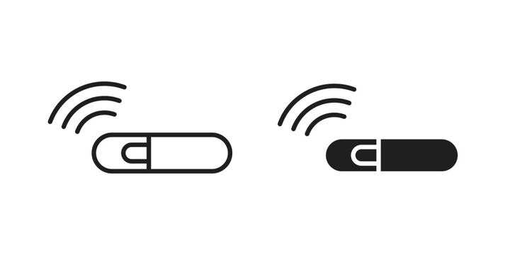 Dog microchip icon design element. Editable stroke. Vector