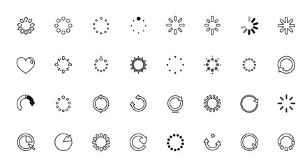 Fototapete - Set of Vector Icons Collection of Black and White Loading and Refresh Icons Set. Vector Illustrations. EPS Editable