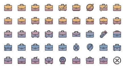 Poster - Set of Vector Icons Collection of Colorful Briefcase Icons with Various Styles and Designs. Vector Illustrations. EPS Editable