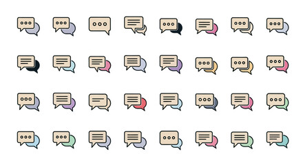 Poster - Set of Vector Icons Collection of Colorful Speech Bubbles with Text Messages. Vector Illustrations. EPS Editable