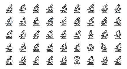 Poster - Set of Vector Icons Collection of Colorful Vector Microscope Icons in Various Styles. Vector Illustrations. EPS Editable