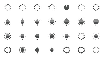 Fototapete - Set of Vector Icons Collection of Grey Circular Loading Icons Diverse Styles and Stages of Progress. Vector Illustrations. EPS Editable