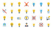 © BUDENGRMX - Set of Vector Icons Collection of Various Illuminated Light Bulb Icons in Different Styles and Colors. Vector Illustrations. EPS Editable