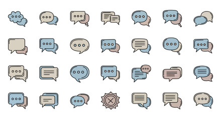 Poster - Set of Vector Icons Collection of Various Colorful Speech Bubbles and Chat Icons in Vector Style. Vector Illustrations. EPS Editable