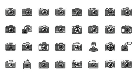 Poster - Set of Vector Icons Collection of Various Illustrated Camera Icons in Flat Design Style. Vector Illustrations. EPS Editable