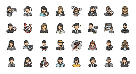 Poster - Set of Vector Icons Diverse Collection of Profile Icons with Varied Styles and Features. Vector Illustrations. EPS Editable