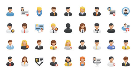 Fototapete - Set of Vector Icons Diverse Collection of User Profile Icons with Varied Styles and Features. Vector Illustrations. EPS Editable