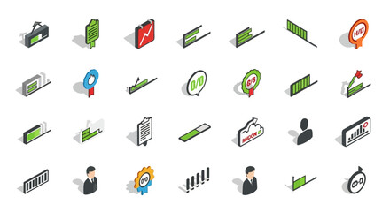 Fototapete - Set of Vector Icons Isometric Icons Set Business Finance and Data Visualization Elements. Vector Illustrations. EPS Editable