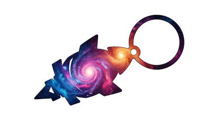 Aufkleber - Vector galaxy keychain cosmic nebula space art celestial accessory gift idea unique design outer space themed present