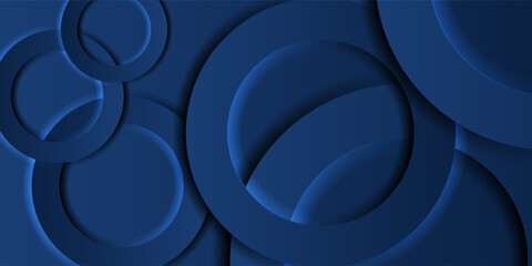 Poster - Blue Abstract Rings Pattern