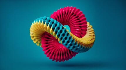 Poster - Abstract Colorful Shape with Twisting Design in Bright Shades of Blue Yellow and Pink