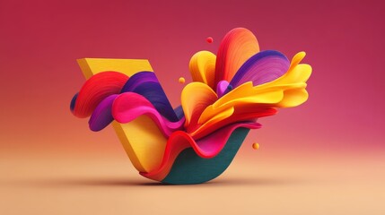 Poster - Colorful Abstract Design with Flowing Shapes and Vibrant Shades of Red, Yellow, and Purple