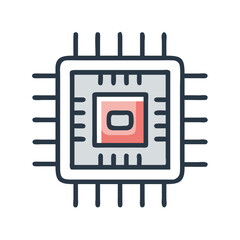 Poster - Simple Illustration of a Computer Processor Icon, Technology, Electronic Component