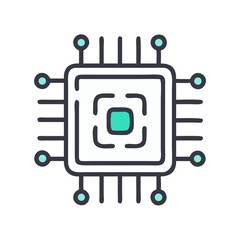 Poster - Microchip Icon for Technology, AI, and Semiconductor Concepts