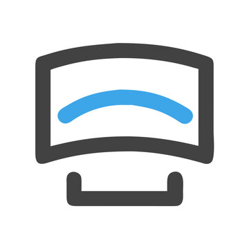 Simple Monitor Icon with Blue Accent, Black Background, Modern and Minimal