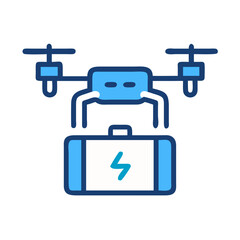 Aufkleber - drone delivery service with battery pack on black background, blue colors