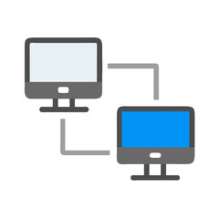 Poster - Networked Computers: Data Sharing, Connection, and Communication Illustration on Black Background