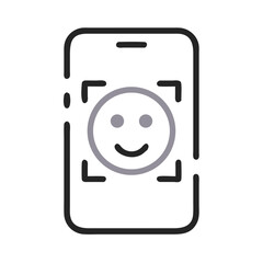 Poster - Smartphone with Face Recognition Icon on Black Background