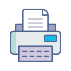 Poster - Cute Cartoon Printer Icon Illustration on Black Background