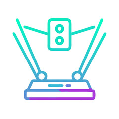 Aufkleber - neon style game machine with two circles, cool gradient color