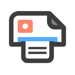 Fototapete - Modern Printer Icon with Bold Outlines and Distinct Colors on Black