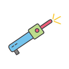 Poster - colorful cartoon laser pointer icon on black background, vector illustration