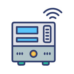 Poster - Cute Cartoon WiFi Router Icon Illustration on a Black Background