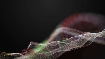 Poster - Fantastic video animation with particle wave object in slow motion and space for text, 4096x2304 loop 4K