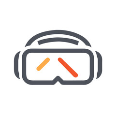 Poster - Virtual Reality Headset Icon on Black Background for Futuristic Tech Designs