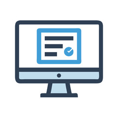 Poster - Completed Online Form on Computer Screen Icon for Success, Completion