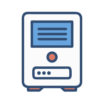 Desktop Computer Icon - Modern Minimalist PC Tower Vector Illustration