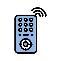 Poster - light blue universal remote control on black background, modern design