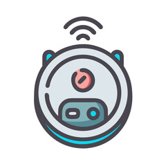 Poster - Smart Cleaning: Icon of Robotic Vacuum Cleaner with Wireless Connection