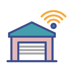 Poster - Smart Garage Door Opener Icon, Automated Garage with WiFi Symbol