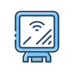 Fototapete - Blue Monitor with WiFi Symbol and Reflection Graphic Illustration Vector
