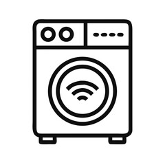 Aufkleber - smart washing machine line icon: connected home appliance, laundry tech