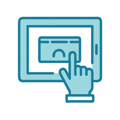 Poster - Digital Tablet with Hand Touching the Screen, Icon, Vector Illustration
