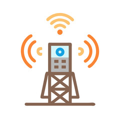 Poster - Communication Tower Broadcasting Wireless Internet Signal, Simple Icon Illustration