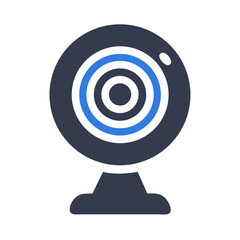 Poster - Modern Webcam Icon Illustration on Black Background, Computer Peripheral Symbol