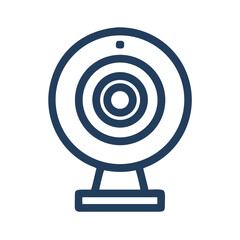 Poster - Dark Blue Webcam Icon on Black Background for Video Conferencing