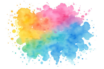 Poster - Rainbow watercolor splash creating a vibrant and artistic design element on a transparent background