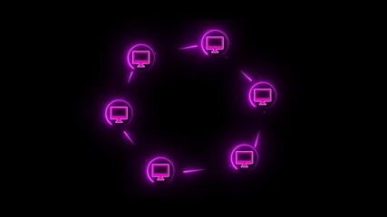 Poster - Business, Technology, Internet and network concept communication network .  Animation of glowing neon Molecule model. Global internet connection icon animation.